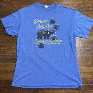 Vintage Great Smoky Mountains National park T-Shirt Blue Bear & Paw Size M